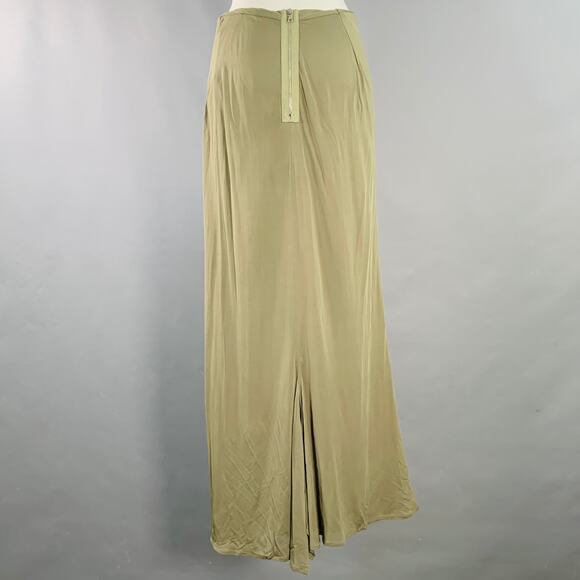 YIGAL AZROUEL Size 6 Green Olive Rayon Slip Maxi Skirt - Picture 2 of 4
